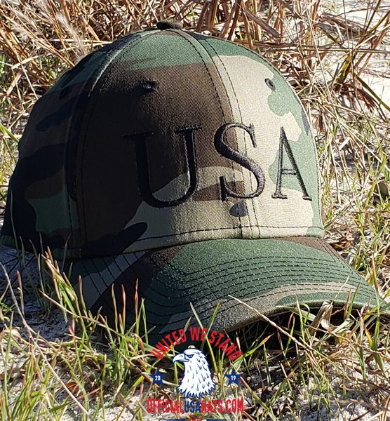 Camo USA Hat - Front at beach