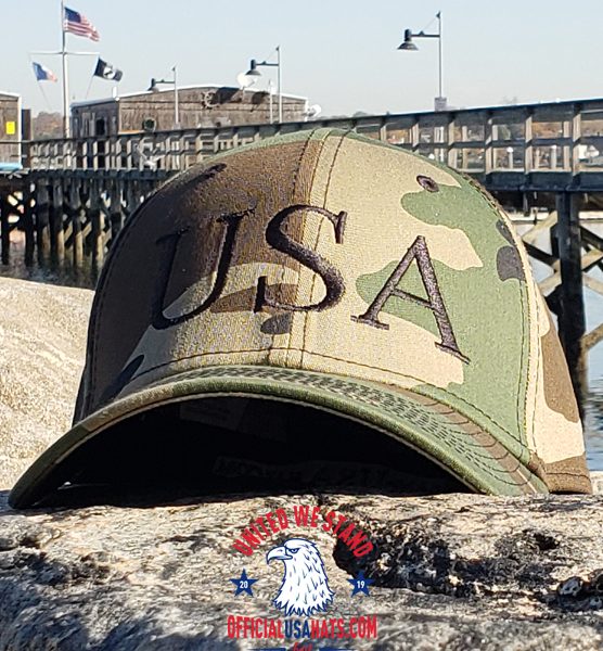 Camo USA Hat - Front on stone
