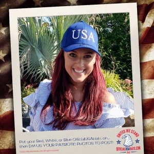 Happy girl in a blue USA Hat
