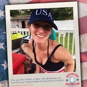 Girl wearing our Official Blue USA Hat