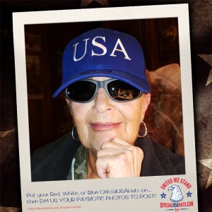 Lovely lady as sweet as a Cookie wearing our Official USA hat in blue