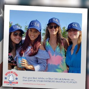 Group of girls in Official Blue USA Hats