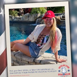 Red USA hat poolside yo