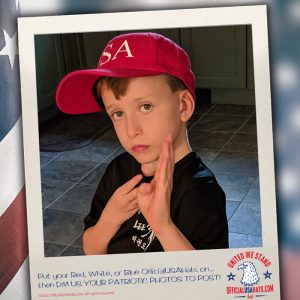 Young boy doing Kung Fu in our Official Red USA Hat