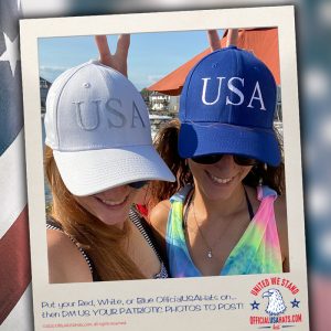 White and blue USA on two smiling girls