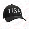 Black USA Hat with White USA text - Front